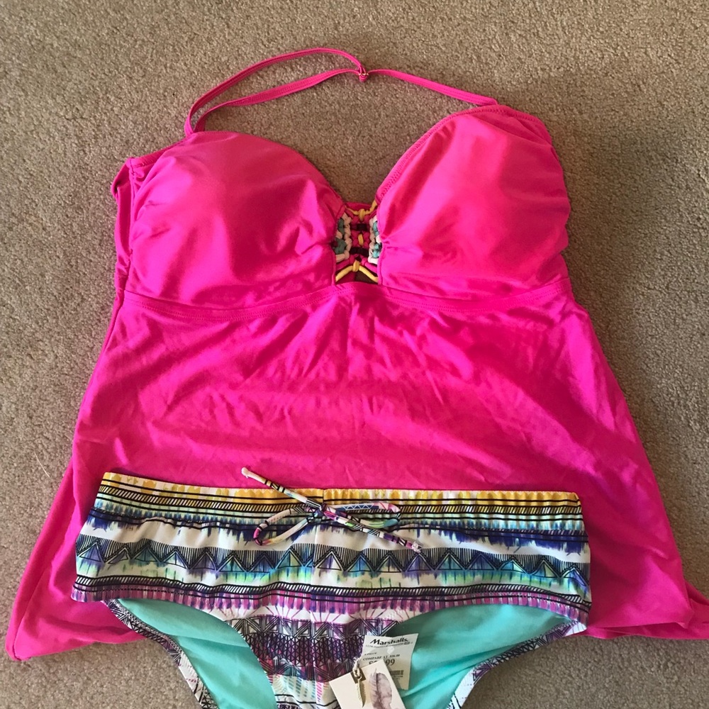 🌷Hot Pink Jess Simpson Tankini! Sz XL